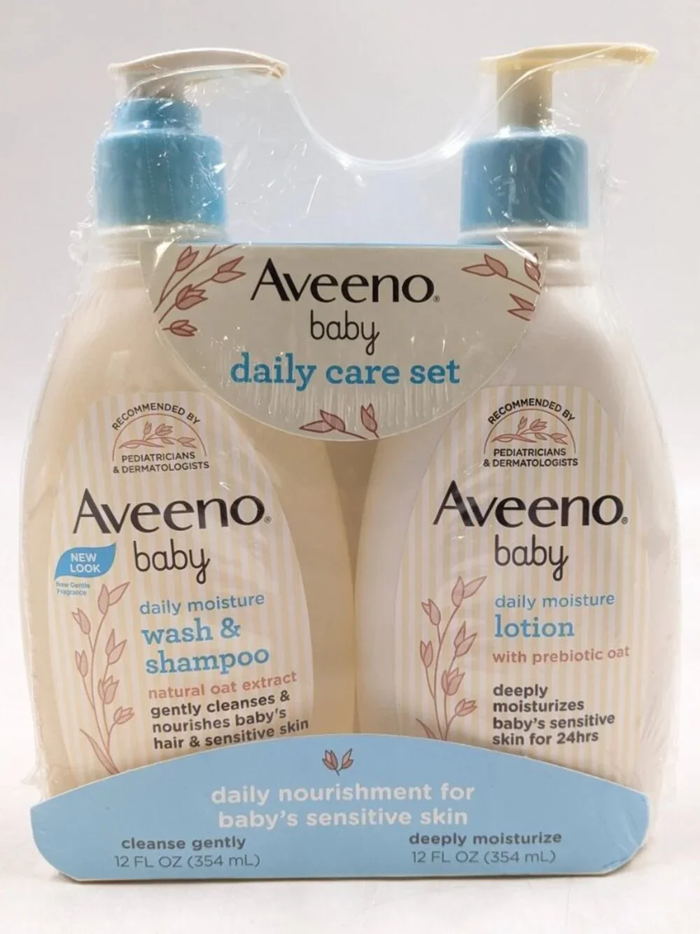 Aveeno Baby Daily Care Sensitive Skin Wash/shampoo and Lotion Set Gentle Hair